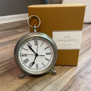 Pottery Barn Pocket Watch Clock Silver Finish